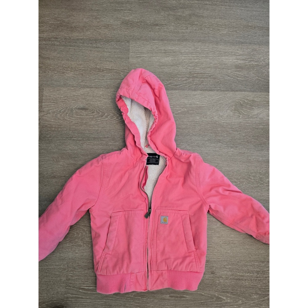 Carhartt Kids 4T Pink Sherpa Lined Canvas Active Jacket Hooded Coat